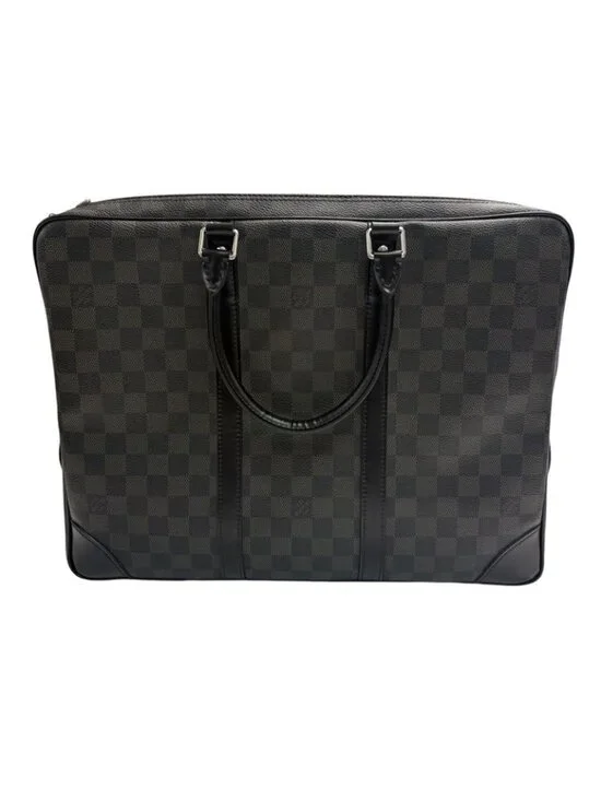 Louis Vuitton Damier Porte Documan Voyage Black Silver Leather Business Bag - Picture 1 of 9